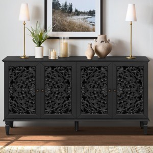 60'' Carved Wood Buffet Cabinet with Adjustable Shelves,Antique Sideboard for Living Room or TV Stand-Baofuwish - 1 of 4