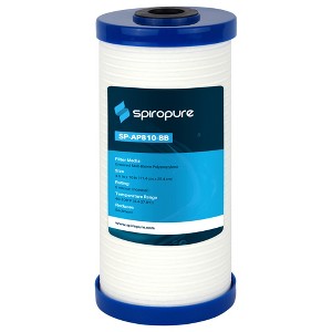SpiroPure SP-AP810-BB 10 x 4.5" Grooved Melt-Blown Polypropylene Sediment Water Filter Cartridge for Clean Drinking Water, 5 Micron (8 Pack) - 1 of 4