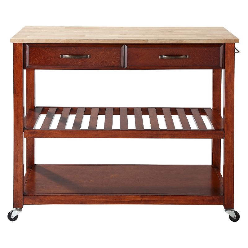 Natural Wood Top Kitchen Cart/Island with Optional Stool Storage - Crosley, 3 of 11