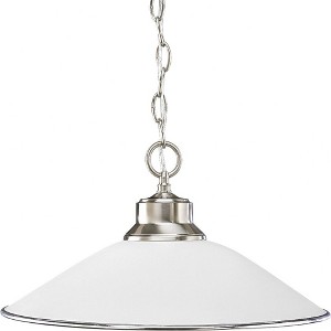 Progress Lighting, Opal Glass, 1-Light Pendant, Brushed Nickel, Satin Opal Glass Shade - 1 of 2