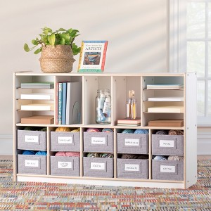 Guidecraft EdQ Shelves and 10 Bin Storage Unit 30": Wooden Kids' Classroom Bookshelf with Cubbies and Organization for Home - 1 of 4