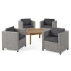 GDFStudio Venice Outdoor Wicker and Acacia Wood 5 Piece Club Chair Chat Set with Cushions - 2 of 4