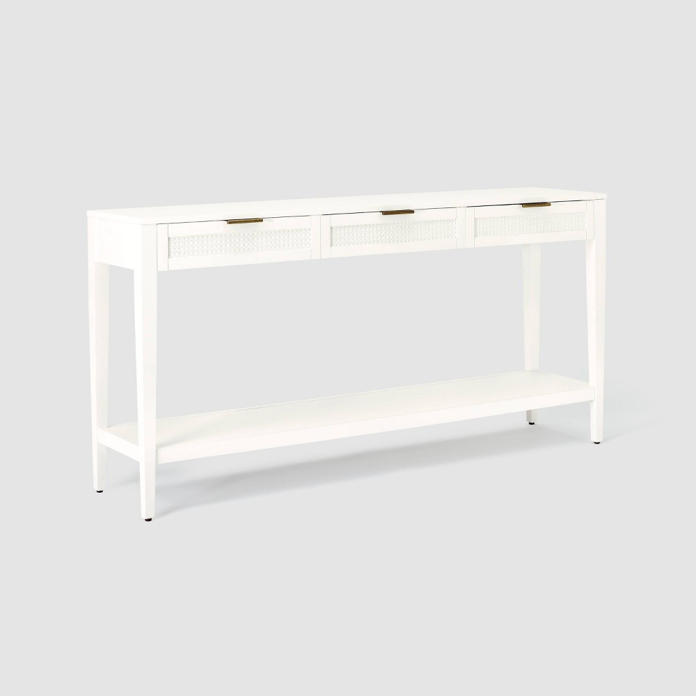 Photos - Coffee Table East Bluff Woven Drawer Console Table White - Threshold™ designed with Stu