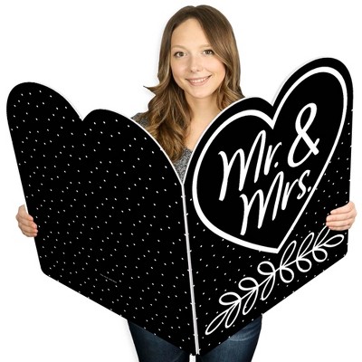 Big Dot of Happiness Mr. and Mrs. - Black and White Wedding Congratulations Giant Greeting Card - Big Shaped Jumborific Card