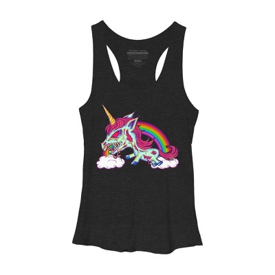 Women's Design By Humans Zombie Rainbow Unicorn By Dzuu Racerback Tank Top