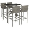 vidaXL 5 Piece Patio Bar Set - Poly Rattan Outdoor Furniture - Gray - Weather-Resistant - Tempered Glass Tabletop - Easy Assembly - 3 of 4