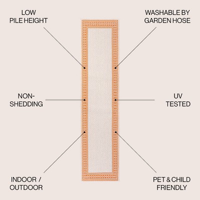 Santa Monica Cream/Orange Flat Woven Synthetic Runner Rug 2x8