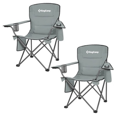 Kingcamp Padded Folding Lounge Chairs With Built-in Cupholder ...