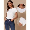 INSPIRE CHIC Women's Round Neck Short Sleeve Ruffle Cuff Textured Ribbed Knit Shirt - 2 of 4