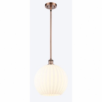 White Venetian - 1 Light Stem Hung Pendant In Modern Style-13.5 Inches Tall and 12 Inches Wide