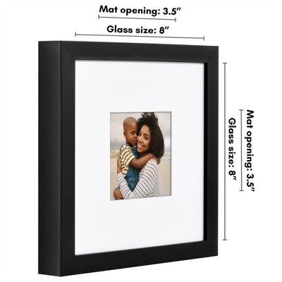 8x8 Black Gallery-Style Square Picture Frame with Mat