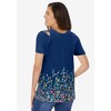 Woman Within Plus Size Lattice-Detail Cold-Shoulder Tee - 3 of 4
