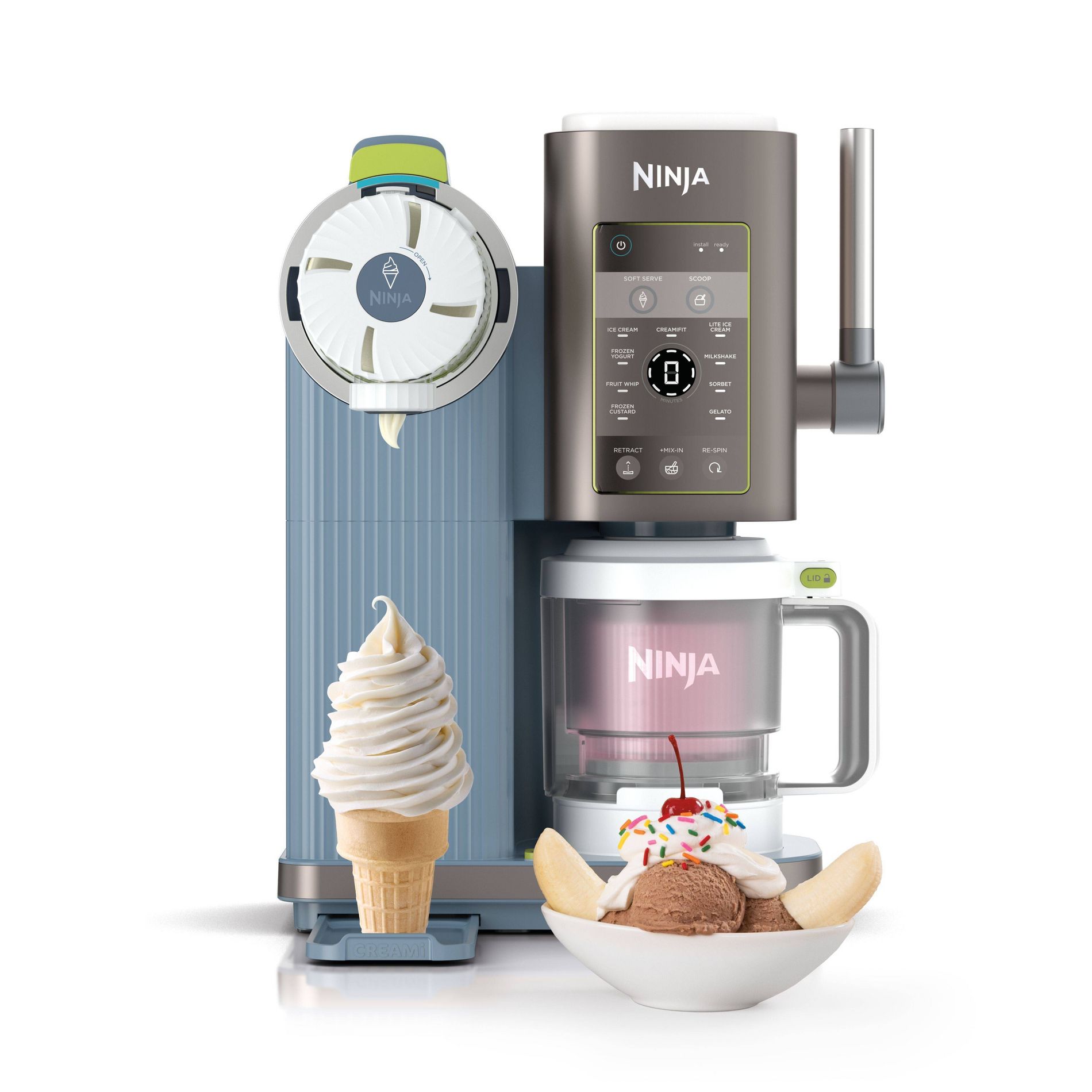 Ninja CREAMi Scoop & Swirl Ice Cream and Soft Serve Maker 13 One-Touch Programs NC701