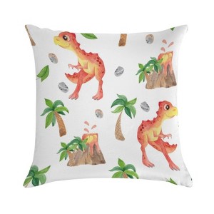 Cute Red And Yellow Dinosaurs Pillow Covers 18x18 Decorative Throw Pillows Soft Square Cushion Covers for Couch Sofa Bedroom - 1 of 1