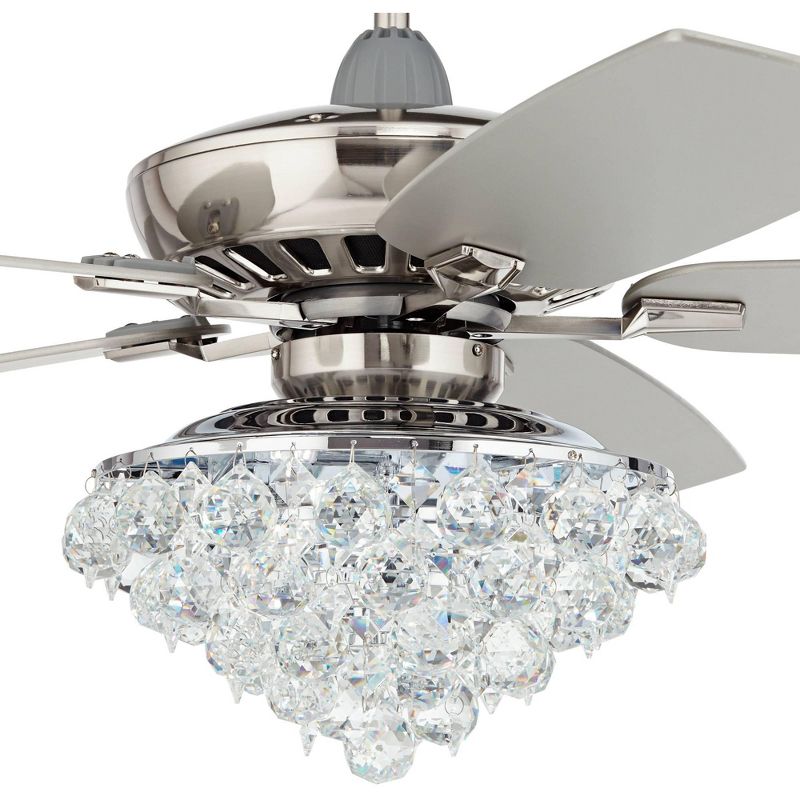 52" Casa Vieja Indoor Ceiling Fan with Light LED Dimmable Remote Brushed Nickel Silver Blades Crystal Ball Diamond Beads Living Room, 3 of 10