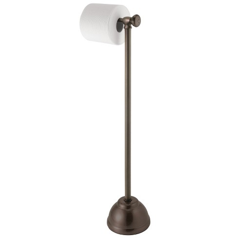 Mdesign Metal Free Standing Toilet Paper Stand/dispenser, Holds Tablet -  Black : Target
