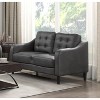 Okak Modern Casual Sofa Set 2pc with Thick Button Tufted Cushion , Solid Wood Legs Polished Microfiber Couch 5 Seat for Apartments, living Room, Gray - 4 of 4