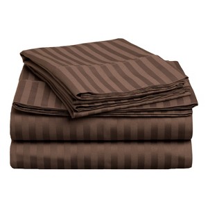 400 Thread Count Cotton Stripe Deep Pocket Luxury 4 Piece Bed Sheet Set by Blue Nile Mills - 1 of 1