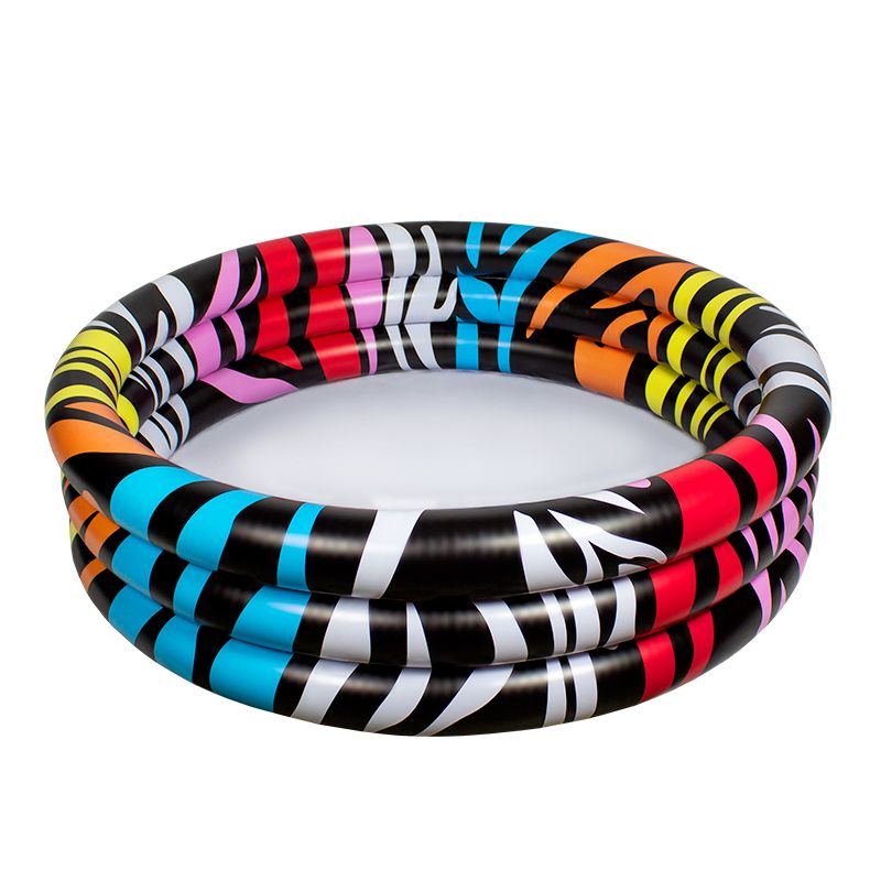Swim Central 36" Inflatable Multi-Color Zebra Striped Children's Wading Swimming Pool, 1 of 4