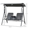 CAVINAS 2-Seat Patio Swing Chair,Porch Swing with Pivot Storage Table,Cup Holder and Adjustable Shade,Outdoor Swing for Backyard,Poolside,Garden - 3 of 4