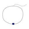 Bella Silver Sterling Silver Asscher-Cut Sapphire & CZ Tennis Choker - Blue - 12+3 Inch - 2 of 3