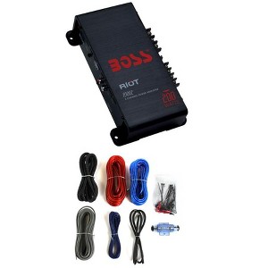 BOSS R1002 200W 2-Channel RIOT Car Audio Power Amplifier Amp + 8 Gauge Amp Kit - 1 of 4