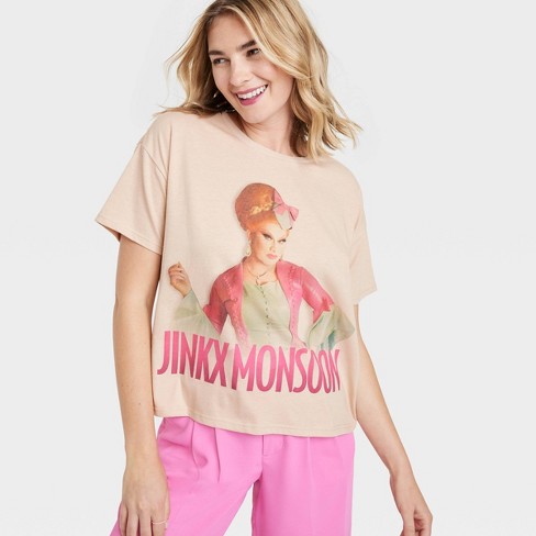 Pride Adult Jinkx Monsoon Short Sleeve Cropped T-shirt - Beige M