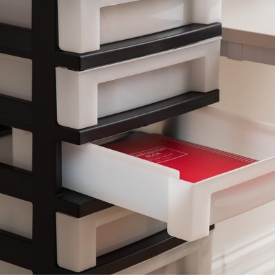 Black and Pearl 10-Drawer Plastic Rolling Storage Cart