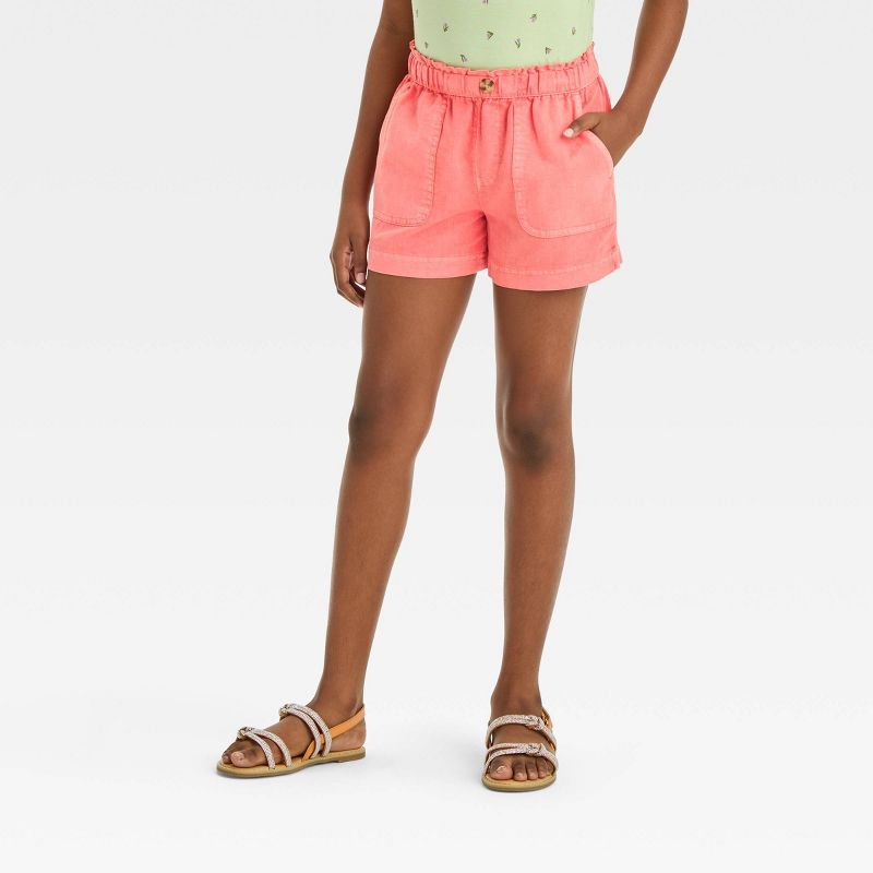 Girls&#39; Pull-On Paper Bag Waist Woven Shorts - Cat &#38; Jack&#8482;, 1 of 5
