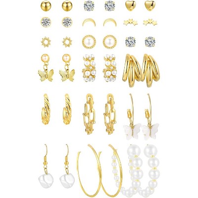Gold Hoop Earrings Set for Women, 12 Pairs Large/Big Thin Thick Gold Hoops Earrings Loop Pack for Jewelry Gift 40mm/50mm
