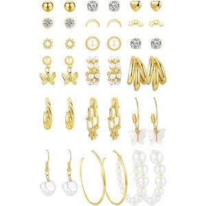 Gold Hoop Earrings Set for Women, 12 Pairs Large/Big Thin Thick Gold Hoops Earrings Loop Pack for Jewelry Gift 40mm/50mm - 1 of 4