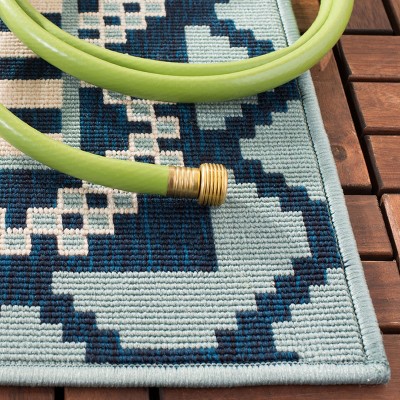Turquoise and Blue Geometric Indoor/Outdoor Area Rug