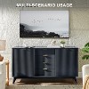 SinCiDo 60" Modern Fluted Dresser w/Sliding Doors & 4 Drawers, Faux Marble Top, Curved Profile Design for Bedroom, Living Room - 3 of 4