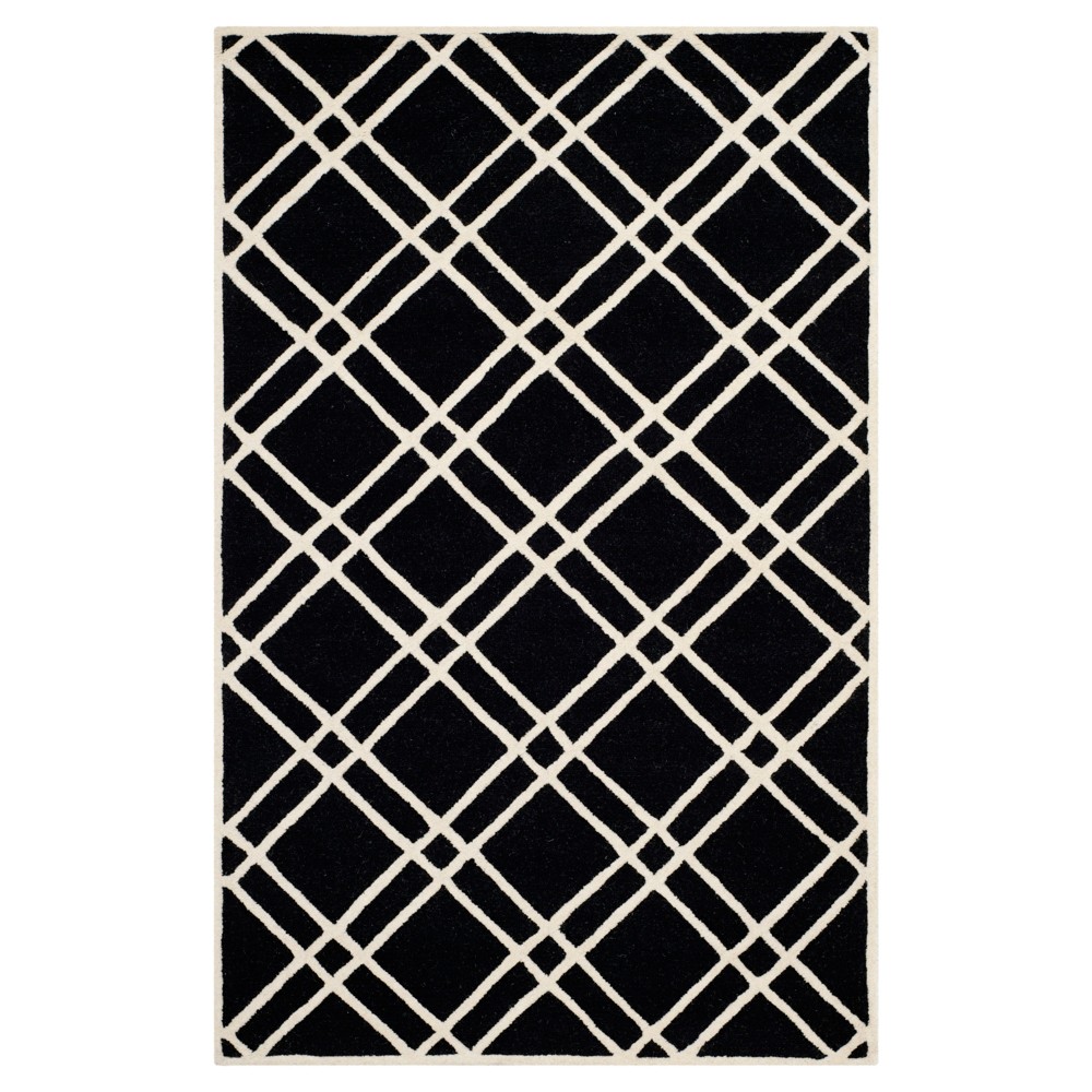 4'x6' Frey Textured Wool Rug Black/Ivory - Safavieh