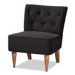 Harmon Velvet Fabric Upholstered and Wood Accent Chair Black/Walnut Brown - Baxton Studio