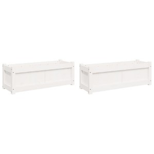 vidaXL Garden Planter Set of 2 White Solid pine wood Large - 1 of 4