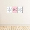 Big Dot of Happiness Pink Winter Wonderland - Christmas Wall Art and Holiday Snowflake Decorations - 7.5 x 10 inches - Set of 3 Prints - 3 of 4