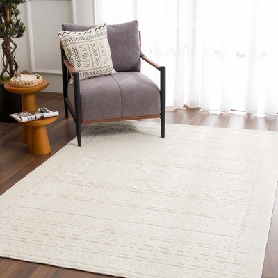 Bahar Off-White Cotton and Synthetic Washable Rectangle Area Rug