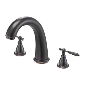 VEVOR Roman Tub Faucet, 3 Hole Waterfall Bathtub Faucet, Gooseneck Bath Tubs Faucets Set with 2 Handles, Roman Tub Faucets Deck Mount, Black - 1 of 4