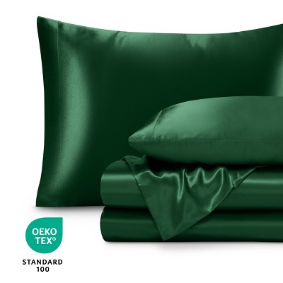 King Forest Green Satin Deep Pocket Sheet Set