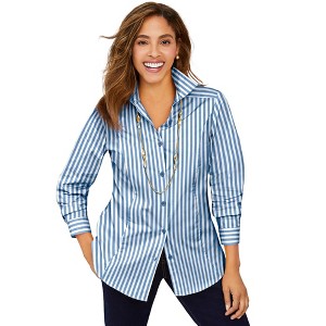 Jessica London Wrinkle-Free Stretch Poplin Shirt - 1 of 2