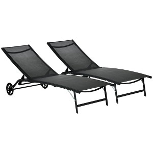 Aghana Digitals 2-Piece Blue Outdoor Chaise Lounges with 5-Position Recline, Wheels & Breathable - 1 of 4