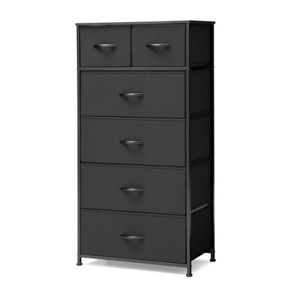 Pellebant 6-drawer Chest Vertical Dresser Storage Tower for Bedroom Steel Frame Wood Top