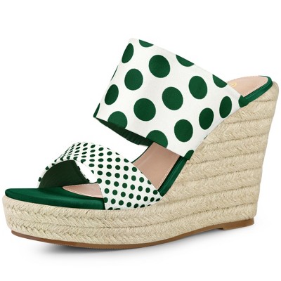 Allegra K Women's Polka Dots Platform Espadrille Wedge Heel Sandals