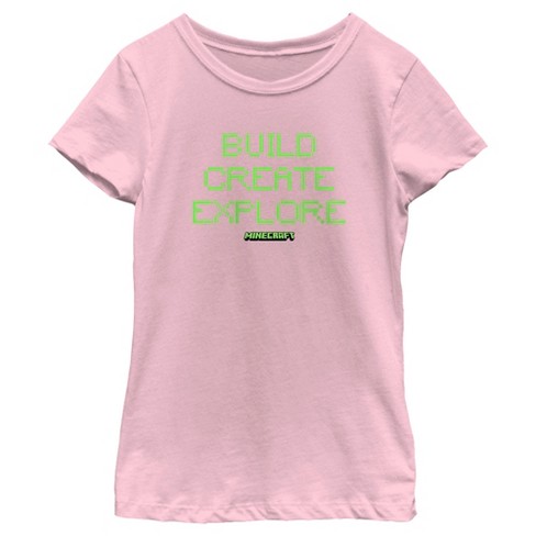 Girl's Minecraft Pixelated Build Create T-Shirt - image 1 of 4