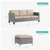 Sonkuki Outdoor 3-Seater Patio Sofa Set Furniture Set Brown/Gray Wicker Rattan with Cushions, Ottomans - 2 of 4