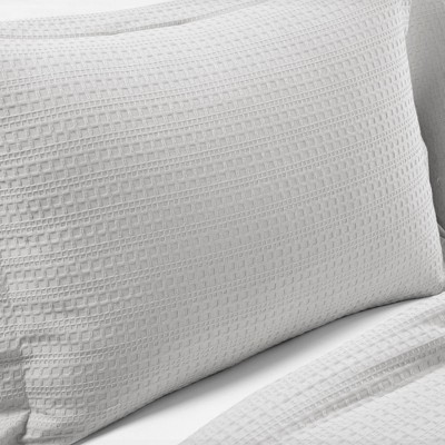Full Gray Organic Cotton Waffle Comforter Set