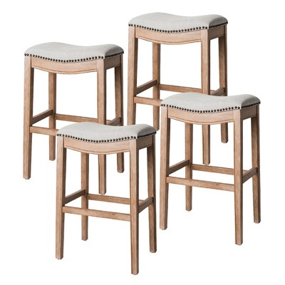 Maven Lane Adrien Upholstered Backless Saddle Kitchen Stool, Set of 4