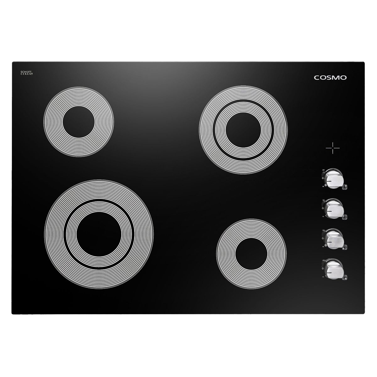 Cosmo COS-304ECC 30 in. Electric Ceramic Glass Cooktop with 4 Burners, Dual Zone Elements, Hot Surface Indicator Light and Control Knobs