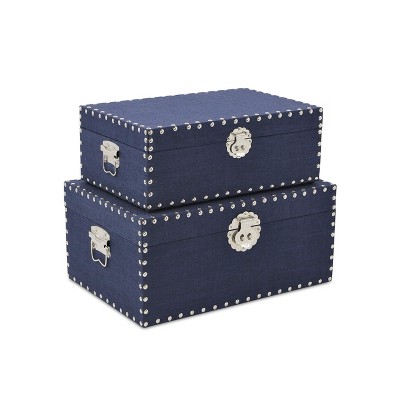 Cheungs Isra Set of 2 Studded Linen Mini Trunks - Navy Blue